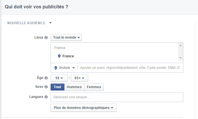 ciblage campagne Facebook